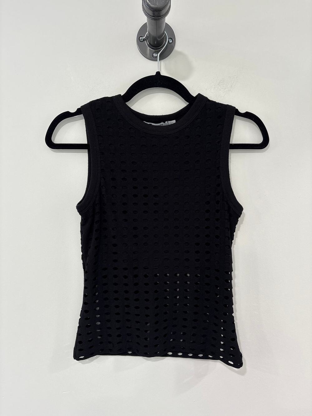 T Alexander Wang Black Laser Cut Tank Size S